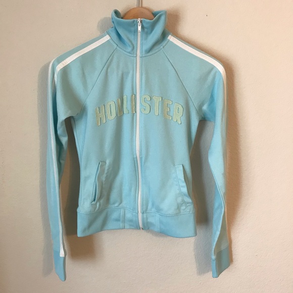 Hollister Light Blue Full Zip Logo Track Jacket - Picture 3 of 7